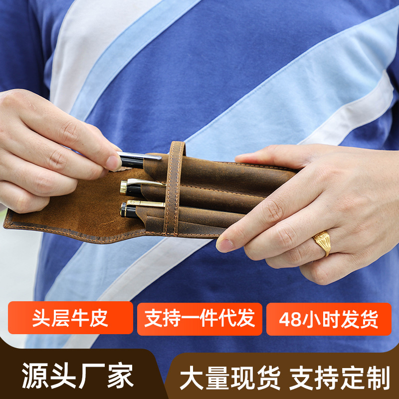 hand-made leather cowhide penc – Pen Pouch Roll Bewertung und Preis