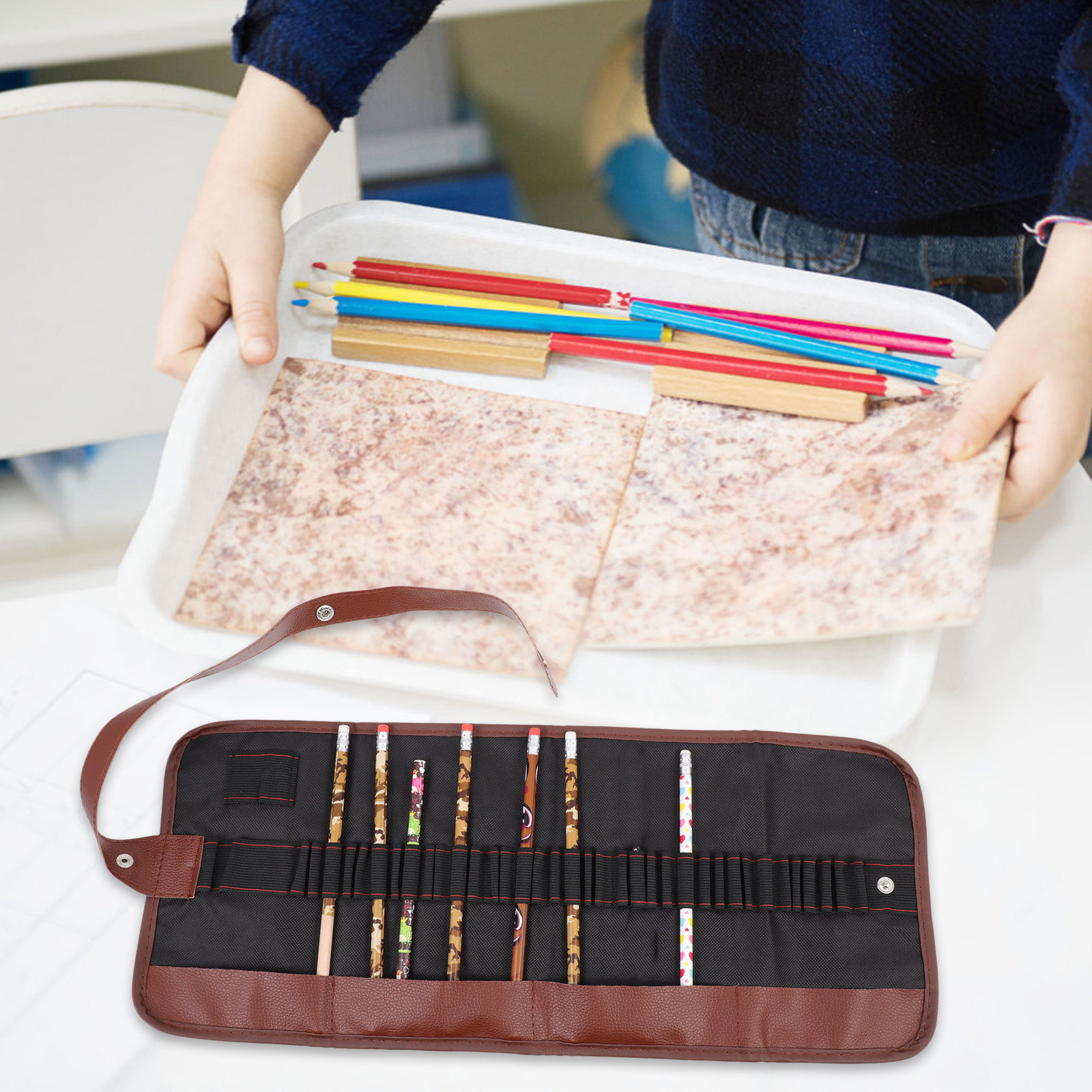 2Pcs Canvas Pencil Wrap Portab – Pen Pouch Roll Bewertung und Preis