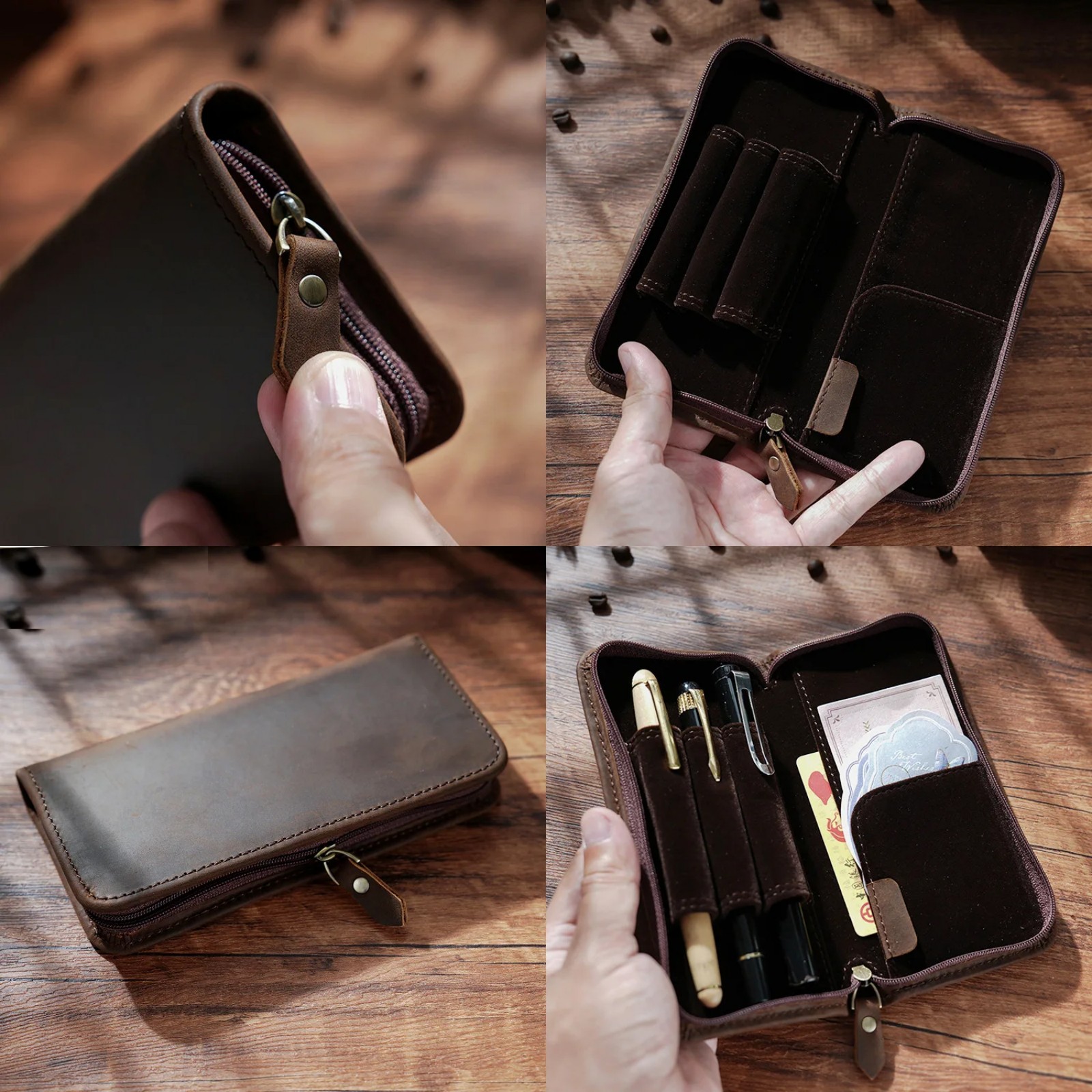 Genuine Leather Zipper Pencil  – Pen Pouch Roll Bewertung und Preis
