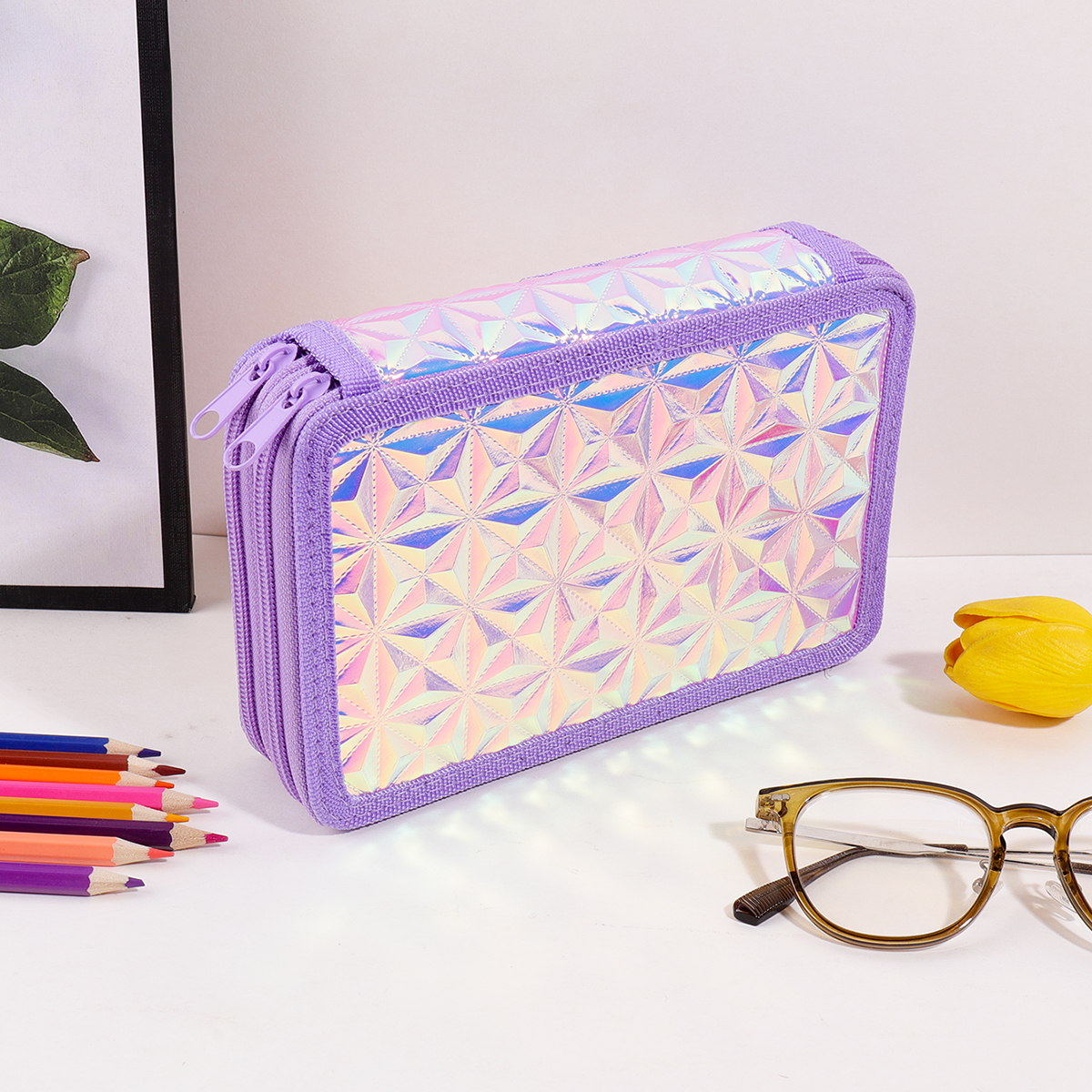 Y2K Purple Holographic Pencil  – Pencil Case Large Bewertung und Preis