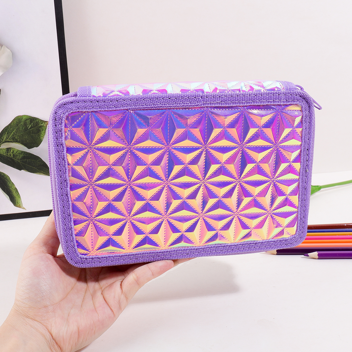 Y2K Purple Holographic Pencil  – Pencil Case Large Bewertung und Preis