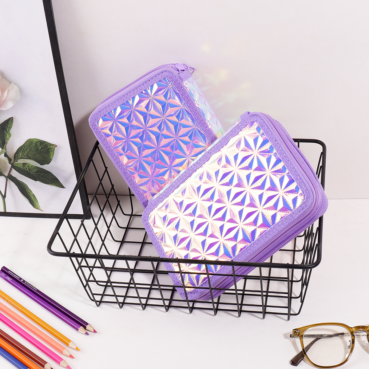 Y2K Purple Holographic Pencil  – Pencil Case Large Bewertung und Preis