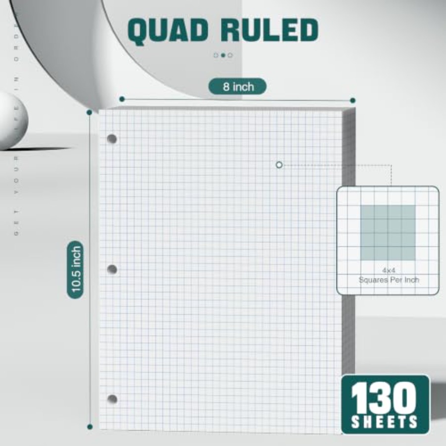 Loose Leaf Graph paper 8 x 10. – Paper Punch 3 Hole Bewertung und Preis