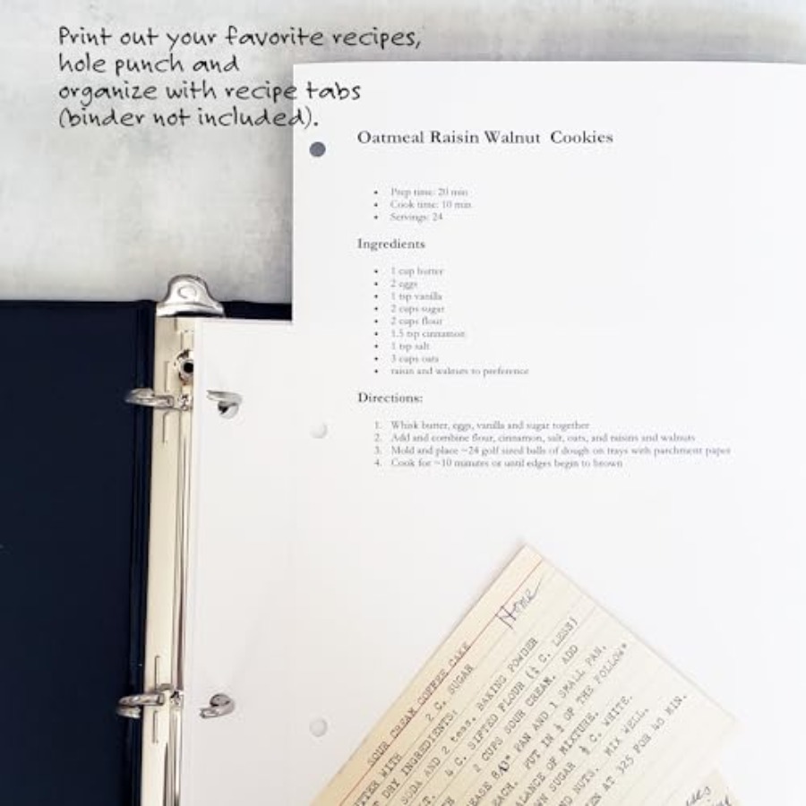 PRE-Printed Recipe Binder Inde – Index Tab Divider Bewertung und Preis