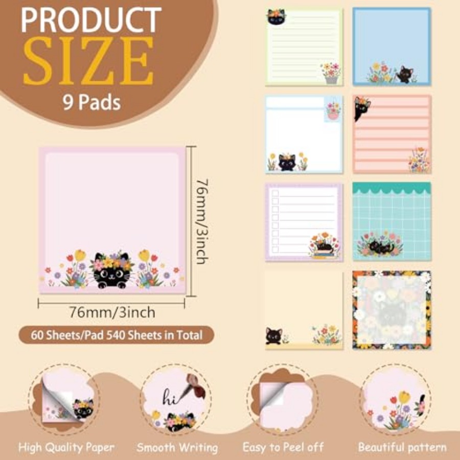 9pcs 540 Sheets Cute Sticky No – Memo Pad Sticky Bewertung und Preis